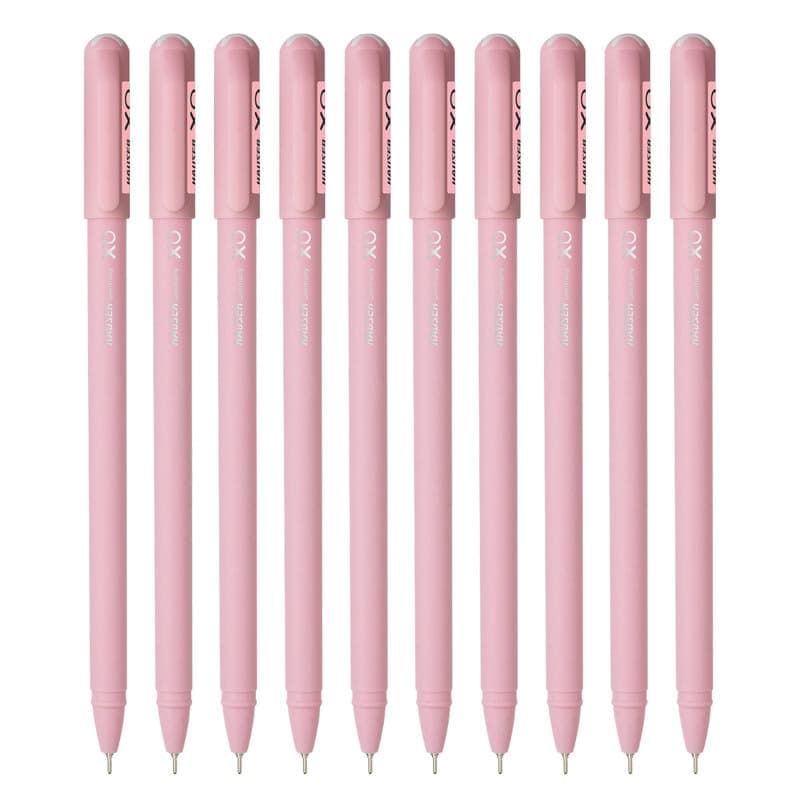 Hauser Germany Xo 0.7Mm Ball Pen Box Pack | Sleek Body & Minimalistic Design | Matt Finish & Solid Body Type | Low Viscosity Ink With Ultra Durable Tip | Red Ink, Pack Of 10 Pens