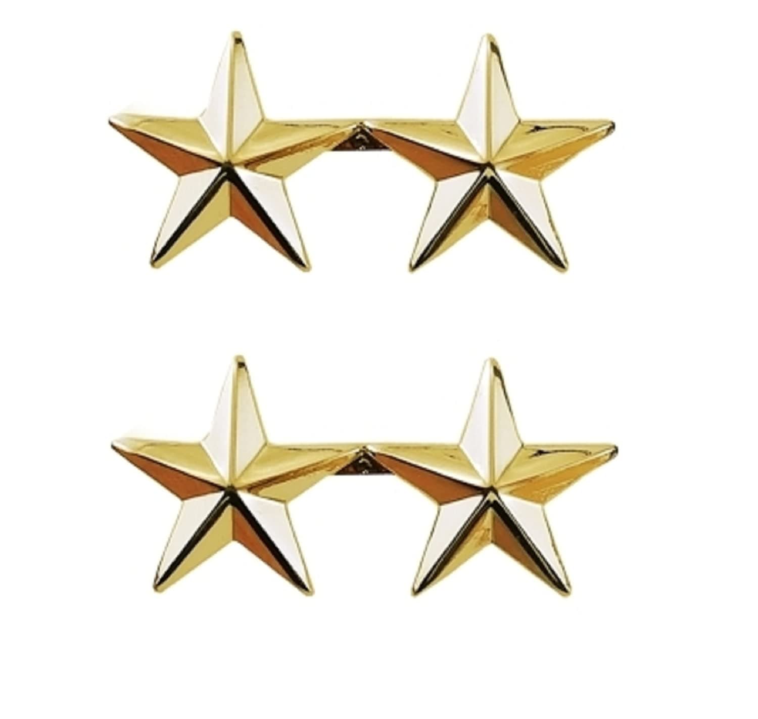 Hero's Pride 2 Star Rank Insignia, Five-Pointed Star Pin, 2 Posts and Clutch Backs, Pack of 2