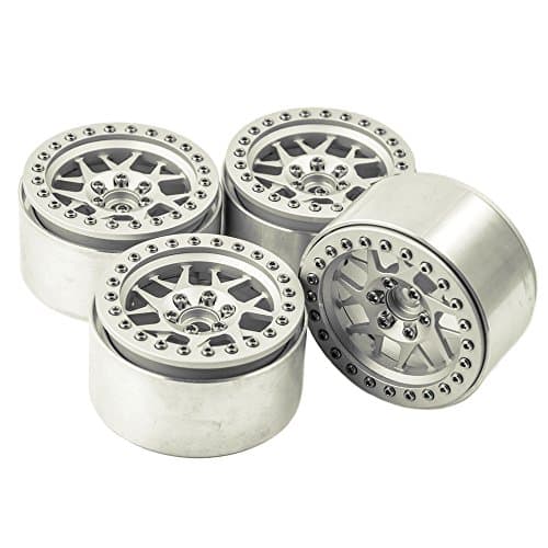 MOHERO 2.2 inches RC Beadlock Wheels/Rims for 1/10 Scale Rc Crawler Car Wraith 90018 Pack of 4 (Silver)