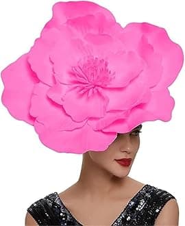 Large Flower Fascinators for Girls Women Tea Party Cocktail Headwear Derby Hats with Headband and Clip for Wedding