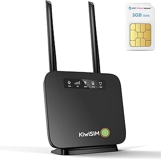 4G LTE WiFi Router with SIM Card | High-Speed 300Mbps Wireless CPE, Battery Backup, Ethernet Slot, Detachable Antennas | Ideal for Home, Truck, RV | Supports AT&T, T-Mobile Networks (5GB)