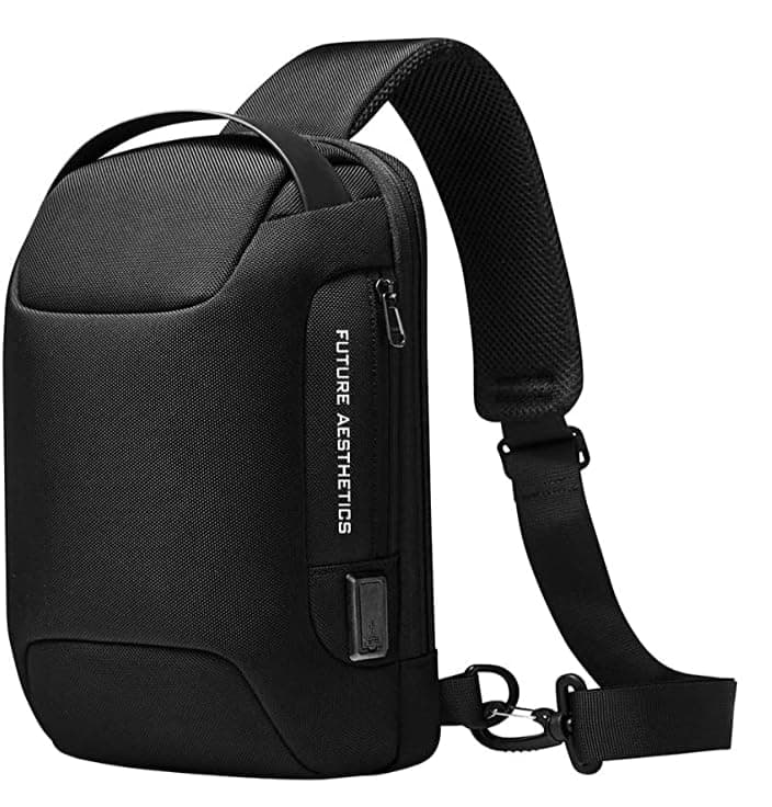Sling Bag for Men, Waterproof Crossbody Backpack, USB Charging Shoulder Bag, Daypack for Travel, Work, Hiking