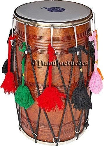 Fasherati Punjabi Bhangra solid Hand Made Sheesham Wood Dhol Drum with Stick