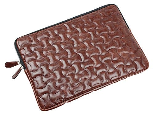 Ivyskin Quilted Apple MacBook Pro 13" & Air 13" Case, Snug, Leather Sleeve Cover, Brown
