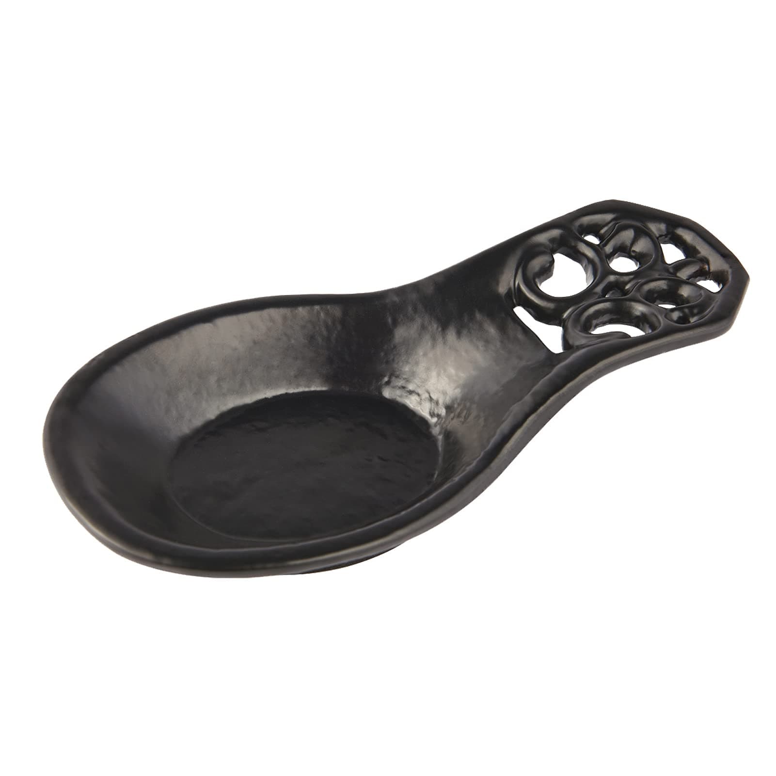 JOGREFUL Spoon Rest, Cast Iron Spoon Holder for Cooking/Stove Top/Kitchen Counter, Heat-Resistant Utensil Rest for Spoons/Ladles/Tongs, Housewarming Vintage Decor, Classic Style, Black