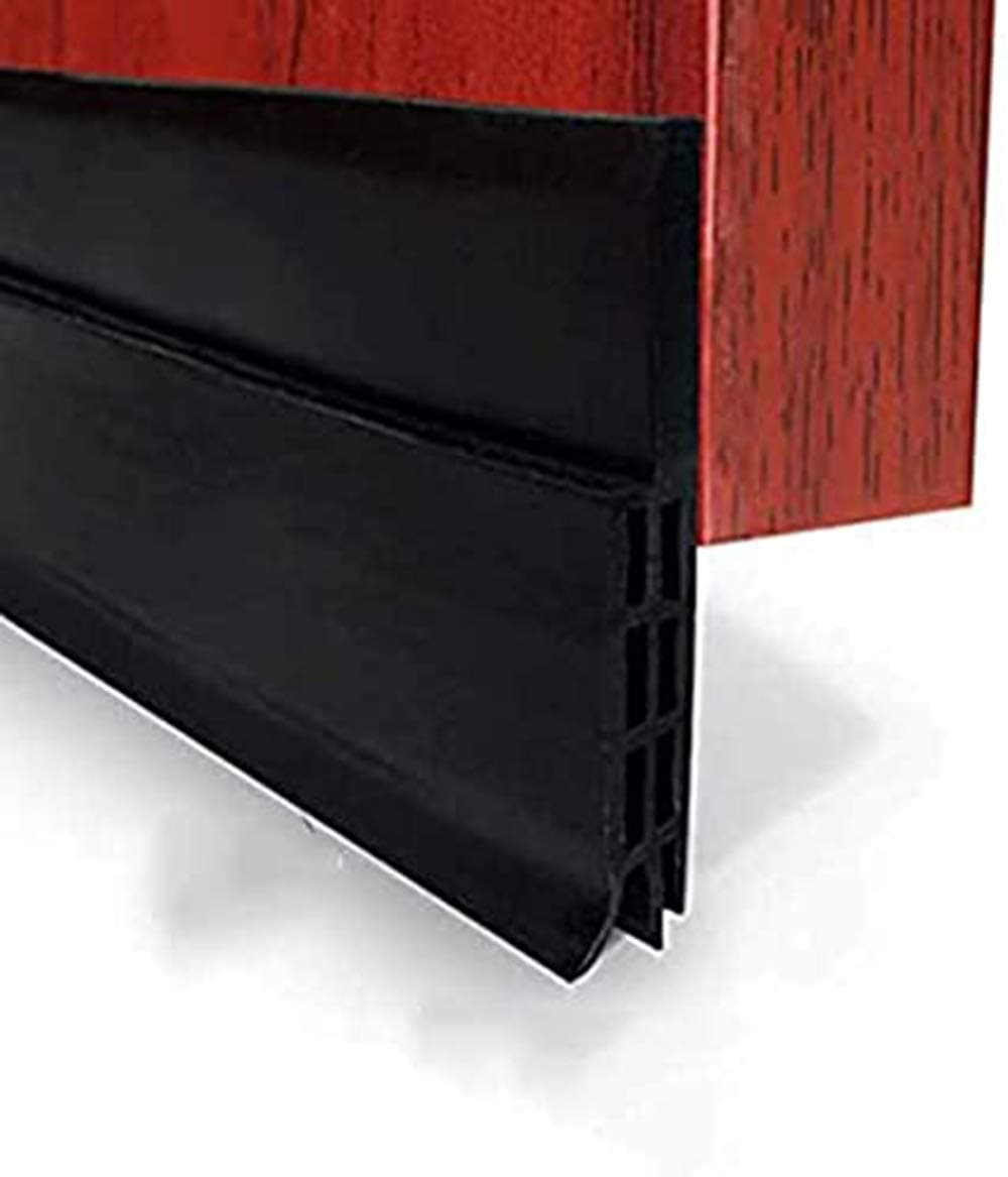 Excefore Adhesive Under Door Sweep Weather Stripping Soundproof Rubber Bottom Seal Strip Draft Stopper Draught Excluder, (1M Black)
