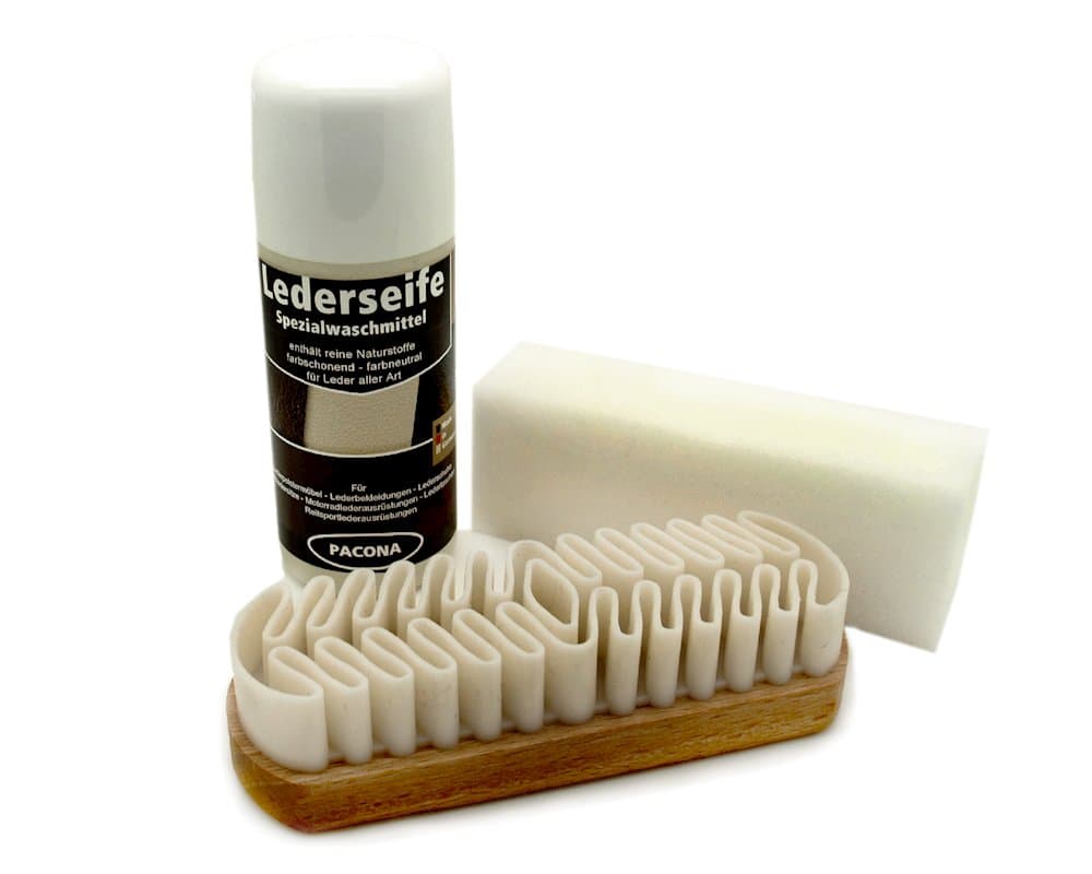 Pacona leather cleaning set, for smooth leather and suede leather, 3 pieces