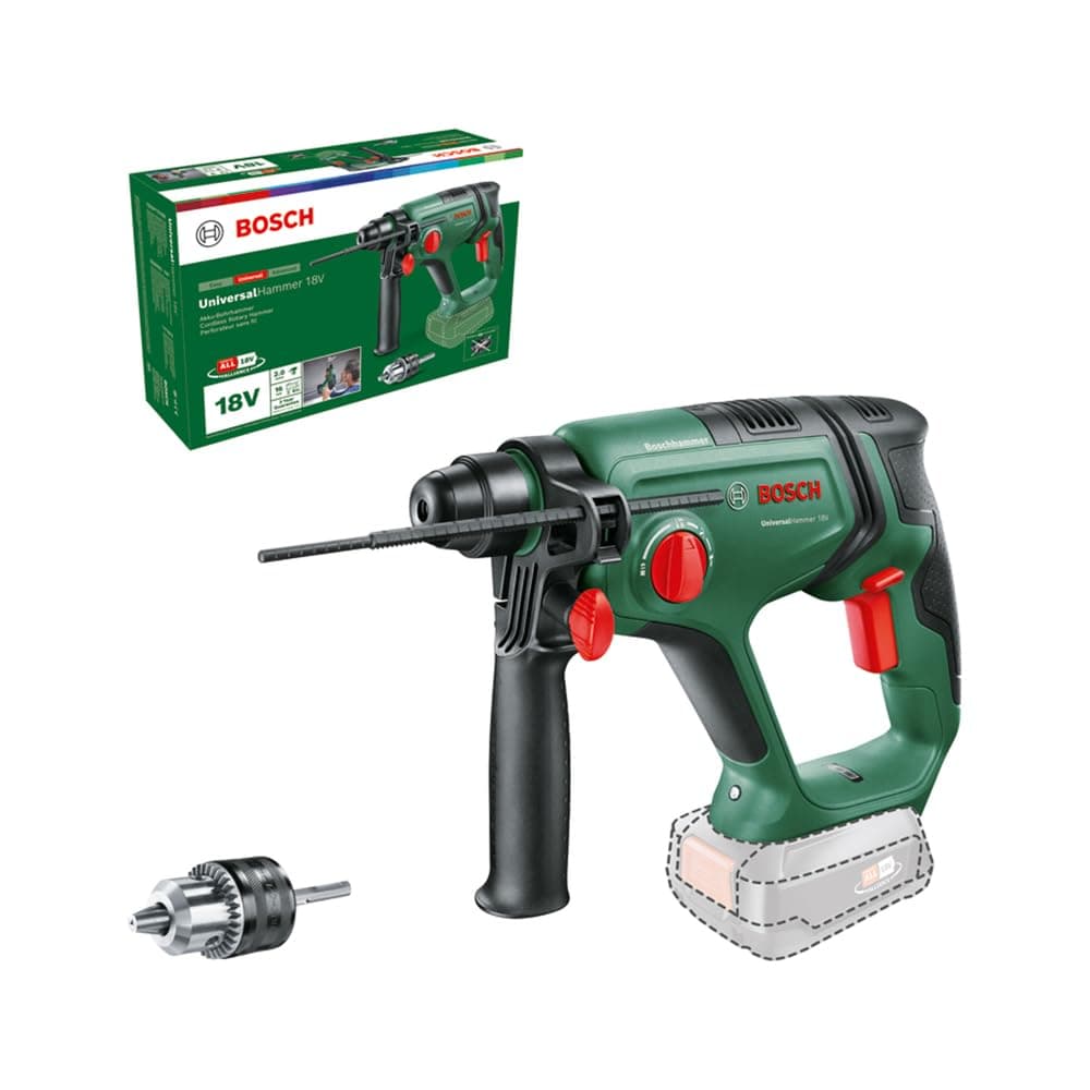 Cordless Rotary Hammer Drill UniversalHammer 18V (Without Battery; 18V System; Round-Shank Adapter; Drilling/Hammer Drilling/Chiselling; 2.0 J Impact Energy; SDS Plus Tool Holder; in Carton)