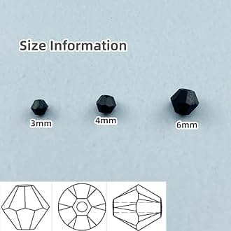 Xinhongo 400pcs Bicone Crystal Beads 4mm Crystal Glass Faceted Beads for Necklace Bracelet Earrings DIY Jewelry Crafts Making Supplies(Black)