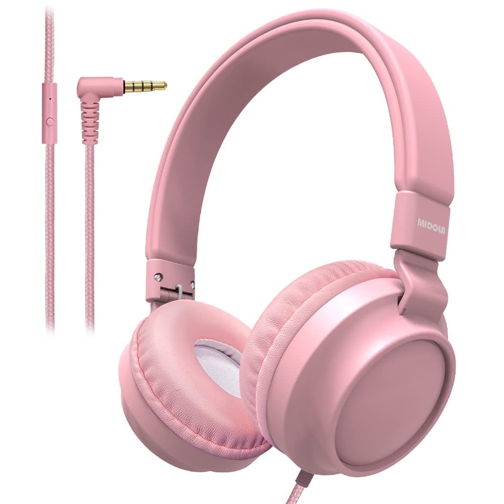 MIDOLA Kids Headphone Wired Over Ear Foldable Noise Protection Light Stereo Headset with Inline Cable AUX 3.5mm Mic for Young Boy Girl Child Travel School Pad Notebook Laptop Tablet Blue