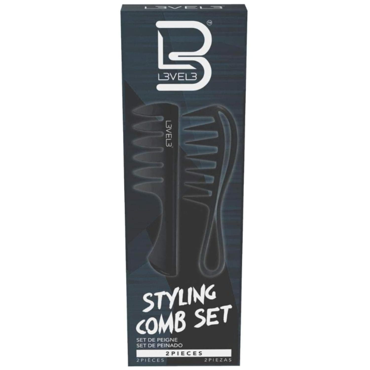 Styling Comb Set - Professional Salon Look - Lightweight and Ergonomic - Comfortable and Glides Easily - Level Three - 2pc