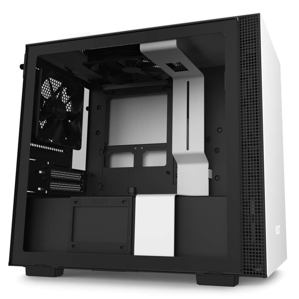 Nzxt H210 - Ca-H210B-W1 - Mini-Itx Pc Gaming Case - Front I/O Usb Type-C Port - Tempered Glass Side Panel - Cable Management System - Water-Cooling Ready - Radiator Bracket - White/Black