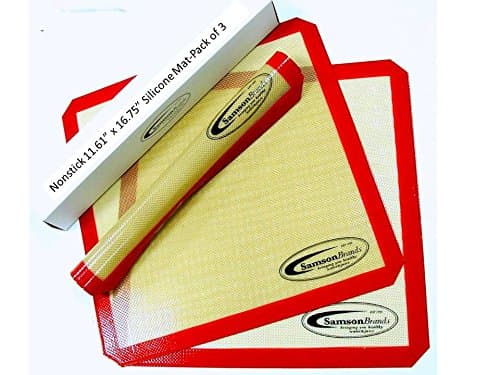 3-Pack Premium Silicone 11.6" x 16.75" Non-Stick Re-Usable Sheets for Half-Sheet Pans