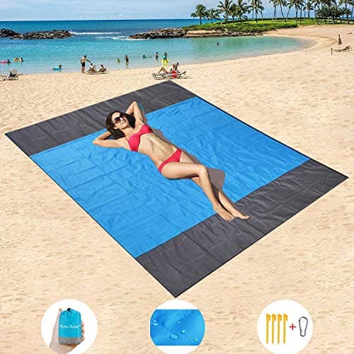 Mumu Sugar Sand Free Beach Mat Oversized 82" X79" Sand Proof Beach Blanket Outdoor Picnic Mat for Travel, Camping, Hiking and Music Festivals-Lightweight Quick Drying Heat Resistant