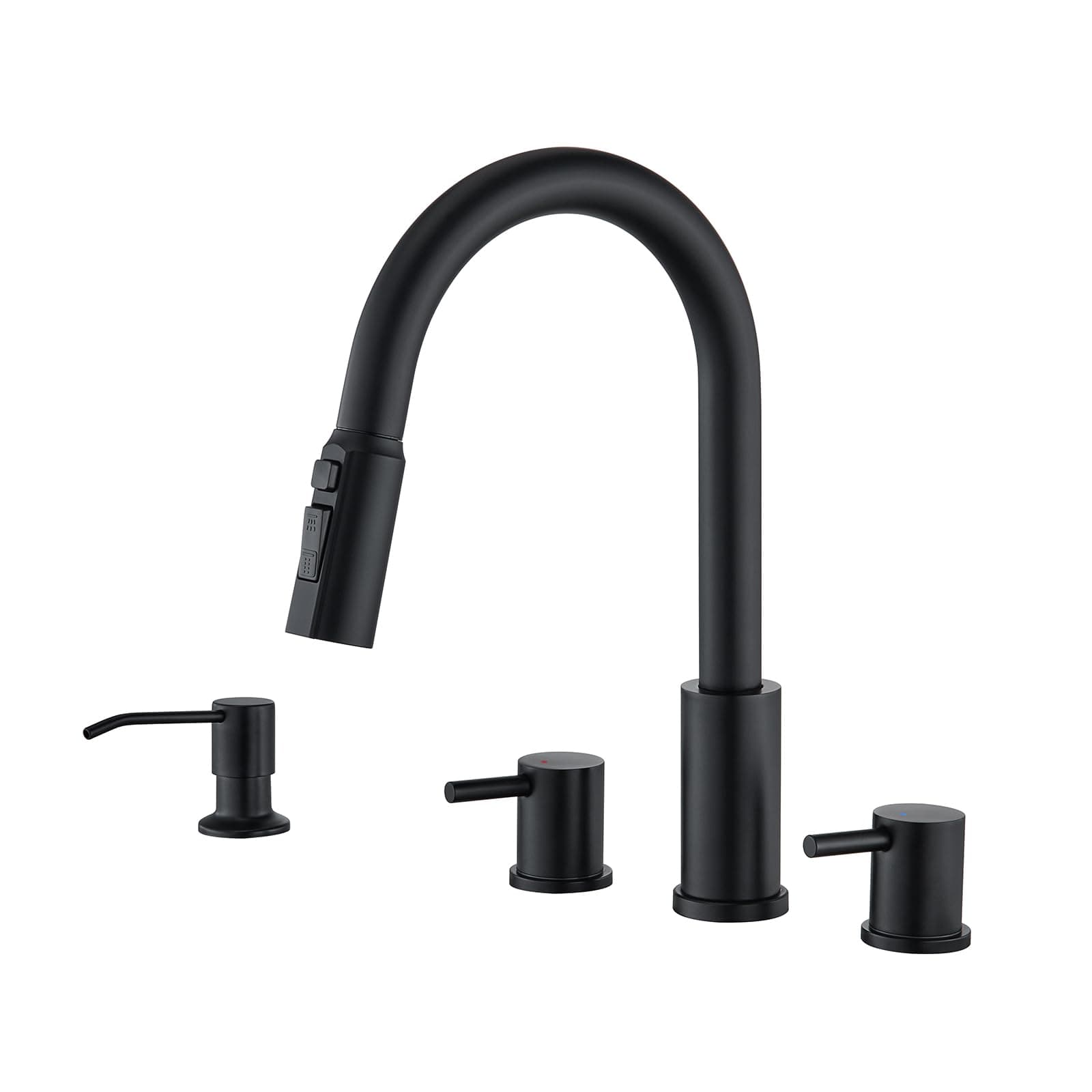 Tohlar Kitchen Faucet with Pull Down Sprayer 3 Modes High Arc Kitchen Faucets Commercial Modern Double Handle Kitchen Faucet for Sink, RV, Laundry, Farmhouse, Matte Black