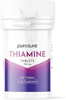 Vitamin B1 Thiamine 100mg Tablets – Pack of 100 - for Heart, Immune and Psychological Function & Energy Release