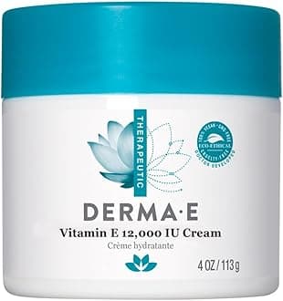 Derma E Vitamin E 12,000 IU Cream – Moisturizer for Face and Body – Multi-purpose Face Cream, Hand Cream and Body Lotion Soothes and Protects, 4 oz