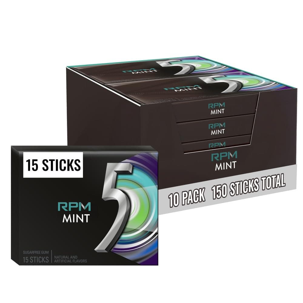 Packs Bulk, RPM Mint Sugar Free Gum Bulk, 15 Count (Pack of 10)