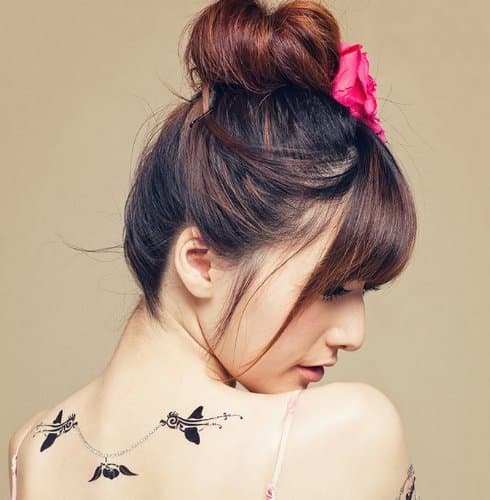 Birds Take Cherry Style Crystal Neck Temporary Tattoo DL-003