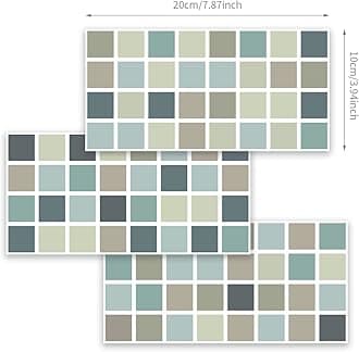 Alwayspon Wall Tile Transfers Sticker for Home Decor, Peel and Stick Self-Adhesive Splashback, Stick on Tile Decals for Living Room Kitchen Bathroom Decor, Blue Mosaic, 9 Pieces