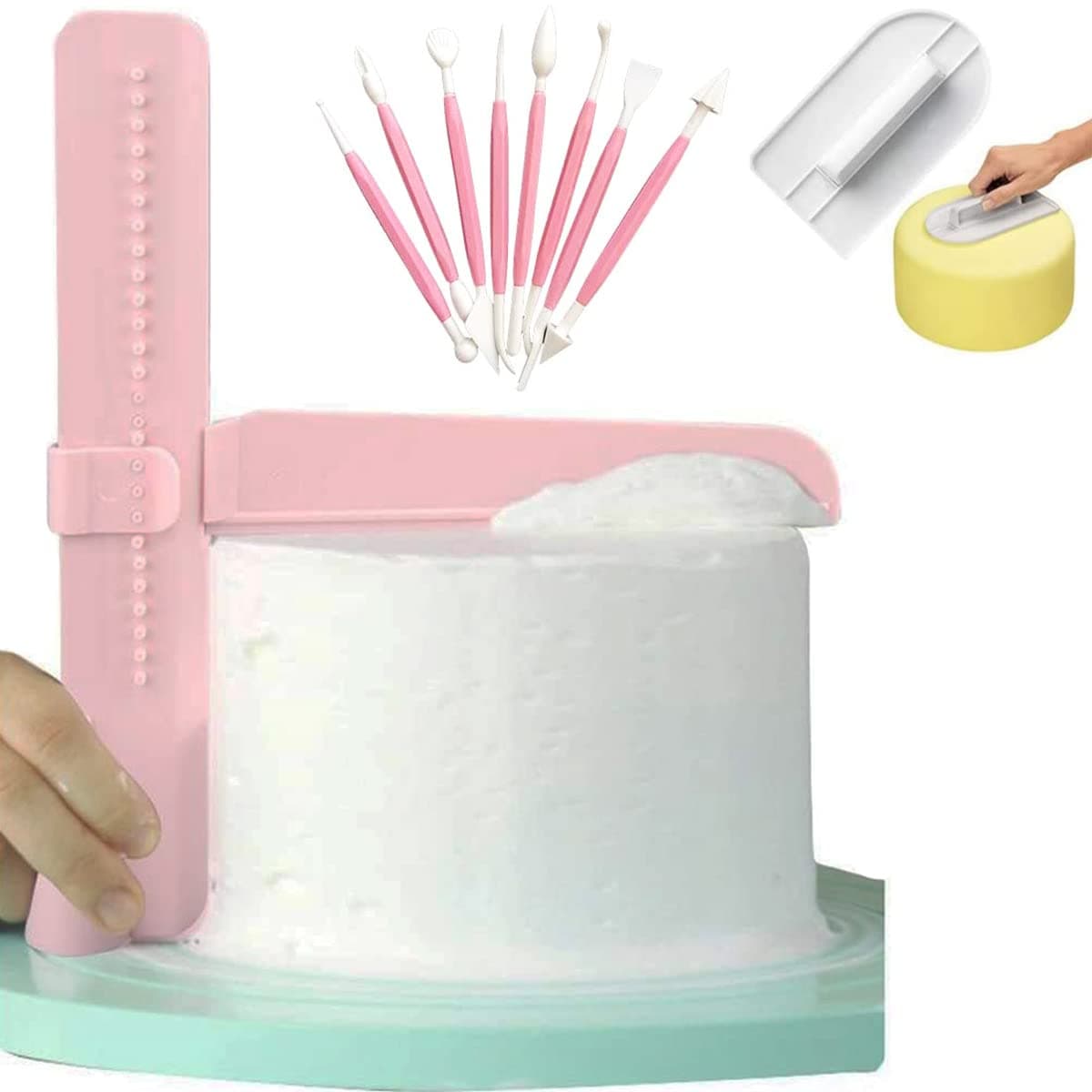 Adjustable Cake Scraper, Plastic Cake Cream Smoother, Easy Comb Set Edge Side Decorating Tools, With Tools 3 in 1