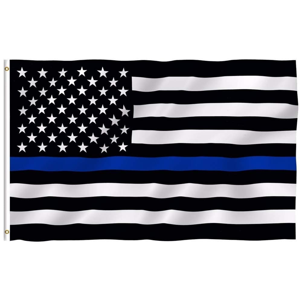 HomeSmith Thin Blue Line 3'x5' Ft American US Flag + Waving Flag Lapel Pin Pack - Lives Matter - Brass Grommets UV Fade Resistant - Double Stitched Police Honoring Law Enforcement Officer LEOs
