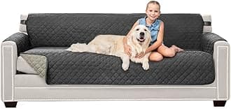 Sofa Shield Original Patent Pending Reversible X-Large Oversized Sofa Protector for Seat Width to 78 Inch, Furniture Slipcover, 2 Inch Strap, Couch Slip Cover Throw for Pet Dogs, Sofa, Charcoal Linen