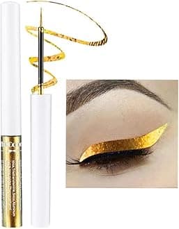 Mysense Chameleon Liquid Glitter Eyeliner, Metallic Satin Eyeliner Liquid Liner Multi-Reflective Sparkle Finish, Smudge-proof Long-lasting Glitter Eye Shadow Makeup, 01 Gold