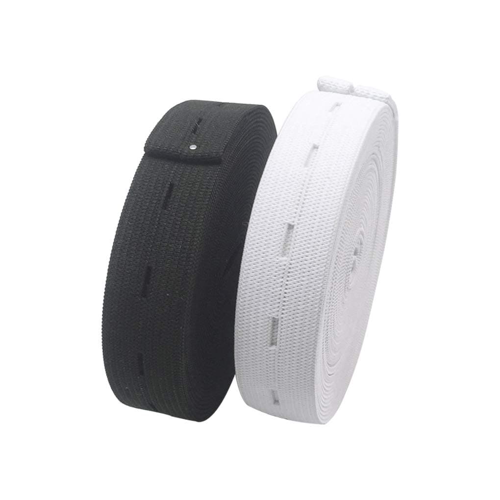 HYHP 2 Packs Elastic Bands Spool Sewing Bands Elastic Band for Sewing Elastic Elastic Waist Band, Elastic Cord with Buttonhole (White and Black)
