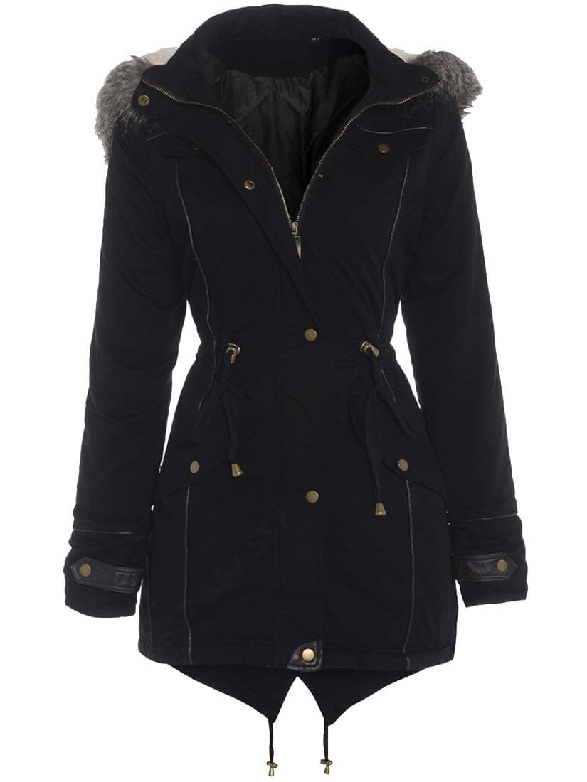 SS7Black Oversized Hood Parka Womens Coat Sizes 8-24