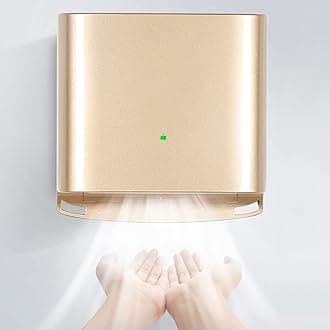 Automatic Induction Hand Dryer, 1250W Electric Bathroom Hand Dryer with 80m/s Wind Speed, Commercia Toilet Hand Dryers, Adjustable Hot and Cold, Constant Temperature Gold