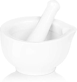 LEETOYI Porcelain Small Mortar and Pestle, Ceramic Herb Grinder Pill Crusher Set, 3.3 inch White