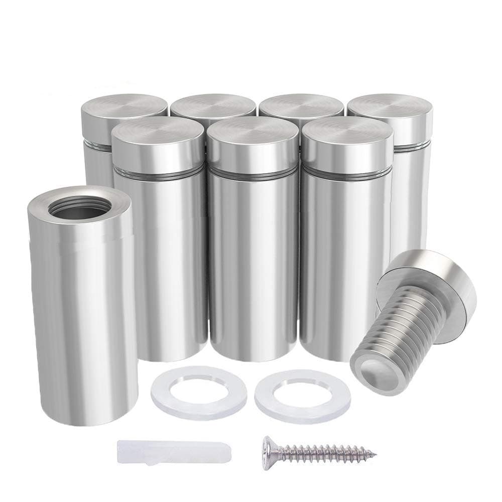 LuckIn 8 Pack Sign Standoff Screws 3/4 x 3 1/4 inch, Acrylic Standoff Mounting Hardware, Stainless Steel Standoffs for Glass Panel, Plexiglass Picture