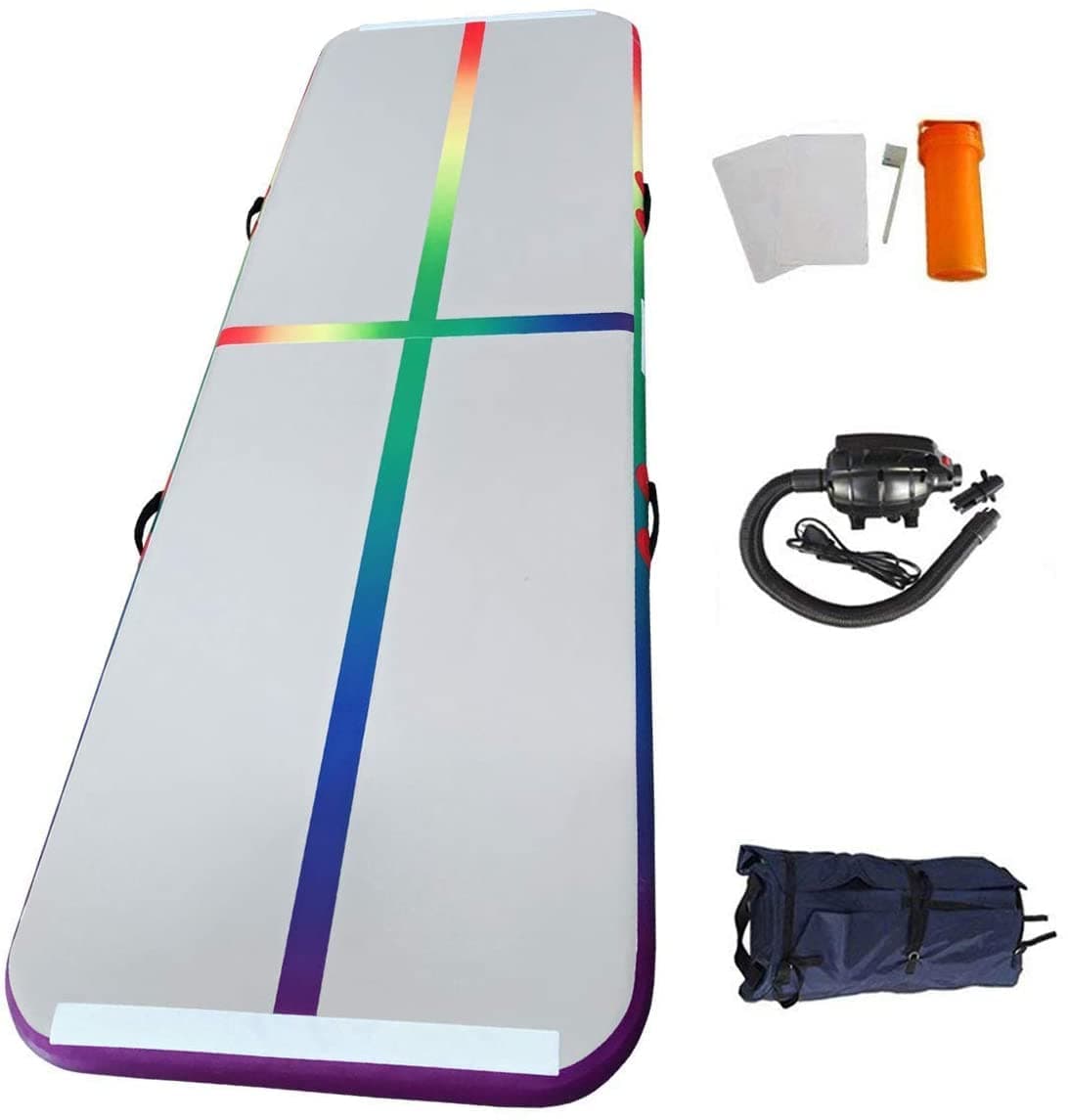 10ft/13ft/16ft/20ft Air Mat Tumble Track Inflatable Gymnastics Tumbling Track Mat with Electric Air Pump for Cheerleading/Practice/Beach/Park/Home use