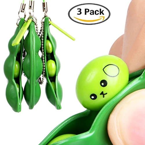 Fidget Toys, Squeeze-a-Bean Soybean Stress Relieving Keychain Mobile Chain Fidget,Anti-anxiety Stress Relief Toys,Release Stress and Anxiety, OCD, ADD, ADHD (3 PCS)