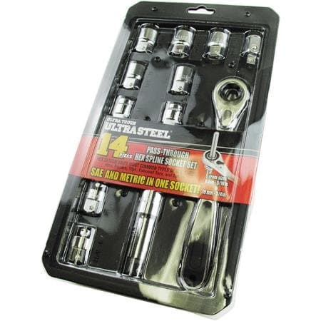 Ultra Steel 14-Piece 19mm Go-Through Hex Spline Socket Set by Ultra Steel