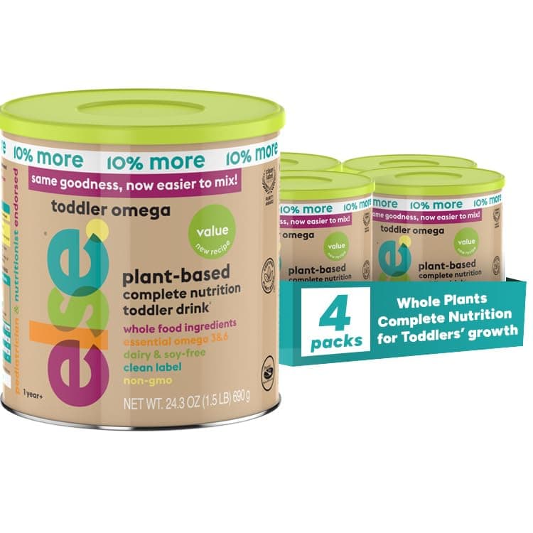 Else Nutrition Toddler Formula Value 12-36 Months w/ Omega 3&6 for Brain Development - Lactose Free, Dairy Free Toddler Nutrition Drink - Plant Based Toddler Protein Powder w/ 20+ Vitamins, 24.3 ounce (VALUE pack of 4))