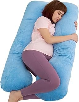 MOON PINE Pregnancy Pillow, U Shaped Full Body Pillow for Maternity Support, Sleeping Pillow with Cover for Pregnant Women (Blue)