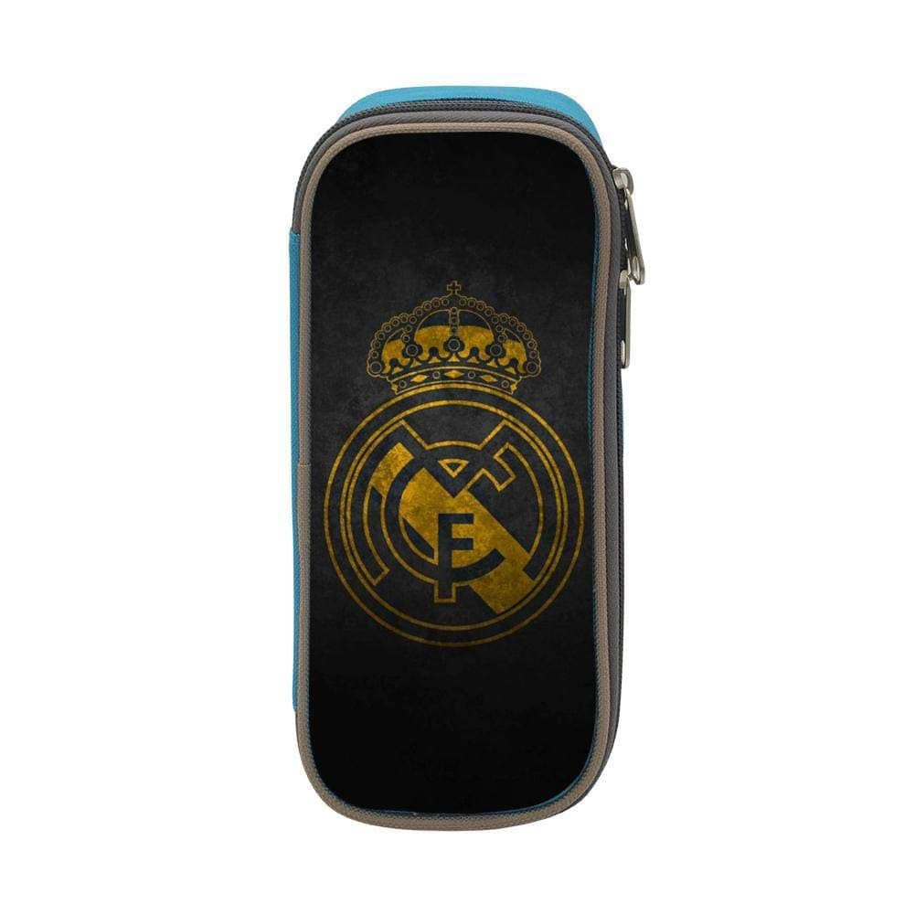 B-Young Real Madrid Gold Students Pencil Case Durable Zipper Multi-Functional Pens Holder Blue