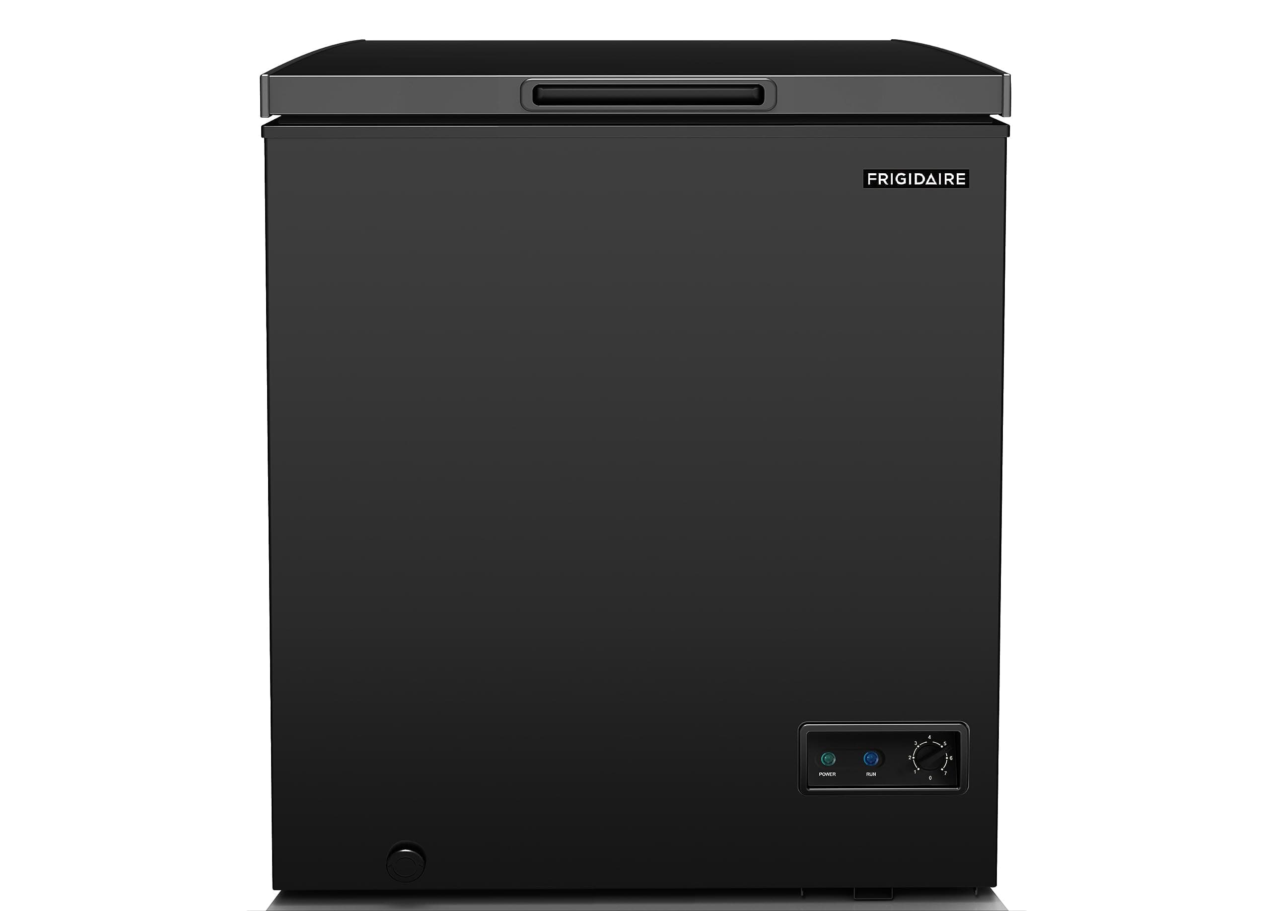 EFRF5003-BLACK Chest Deep Freezer-Garage-Ready, 5.0 Cu. Ft. Capacity, Black-Adjustable Thermostat-Removable Vinyl Coated Wire Basket-Easy Defrost Drain