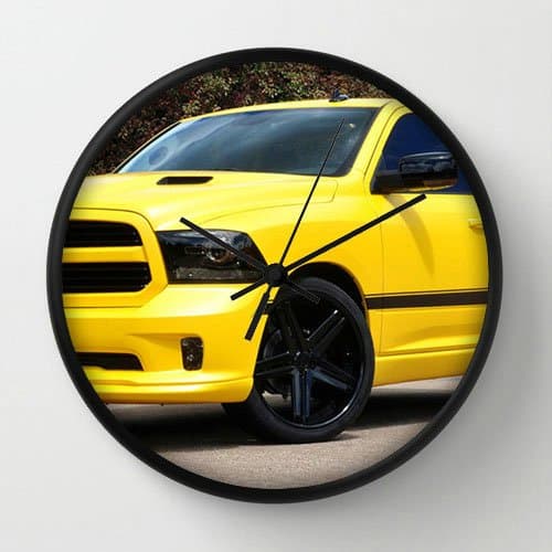 10" Diameter Wall Clock with Dodge Ram Rumble Bee Black Frame Modern Design Watch Wall 10" Diameter Unique Wall Clocks