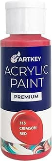 ArtkeyCrimson Red Acrylic Paint - 2oz/59ml Acrylic Paints Professional Artists Painting Kit for Canvases Fabric Rock Leather Easter Egg Wood Ceramic Glass Art Craft Painting
