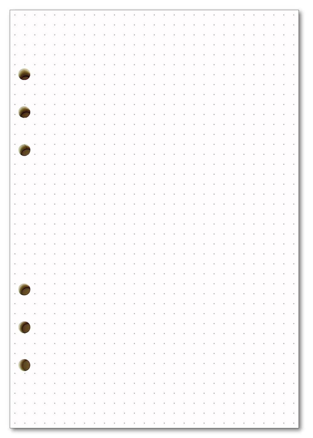 A5 Dot Grid Refill Paper for Filofax Notebook, 6 Holes Punched, Pack of 100 Sheets