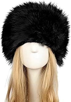 Old Dlrd Russian Hat,Winter Faux Fur Hats for Women,Warm Russian Cossack Style Hat for Ladies