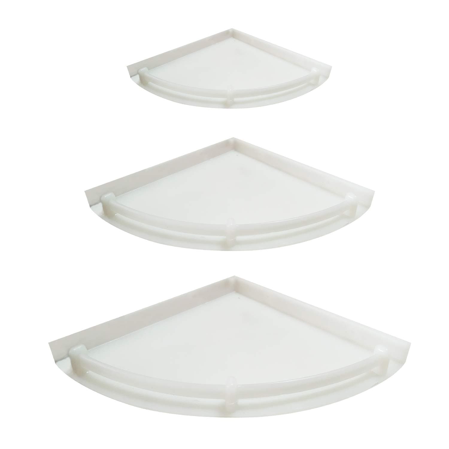 Unbreakable 3 Tiers White Corner Set of Plastic Bathroom Corner Shelves | Shower Shelf | Kitchen Storage | Corner Shelves