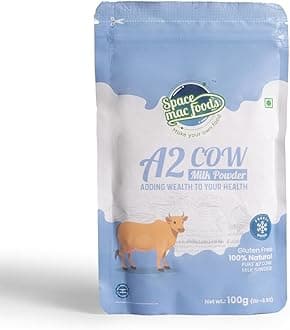 Spacemac Foods Freeze Dried A2 cow milk Powder, Pasture Grazed, Whole A-Grade Non GMO Shelf Stable Milk Powder, 100gm