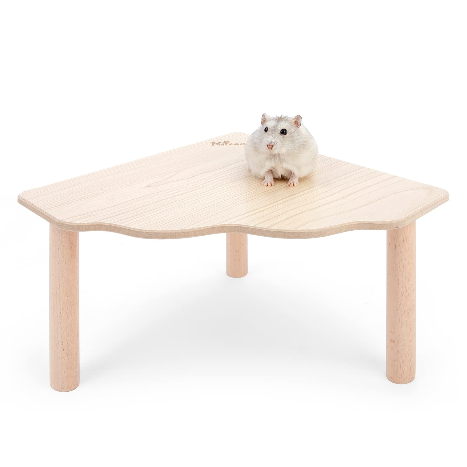 Niteangel Hamster Play Wooden Platform for Dwarf Syrian Hamsters Gerbils Mice Degus or Other Small Pets (Triangle - 4.7'' Height, Burlywood)