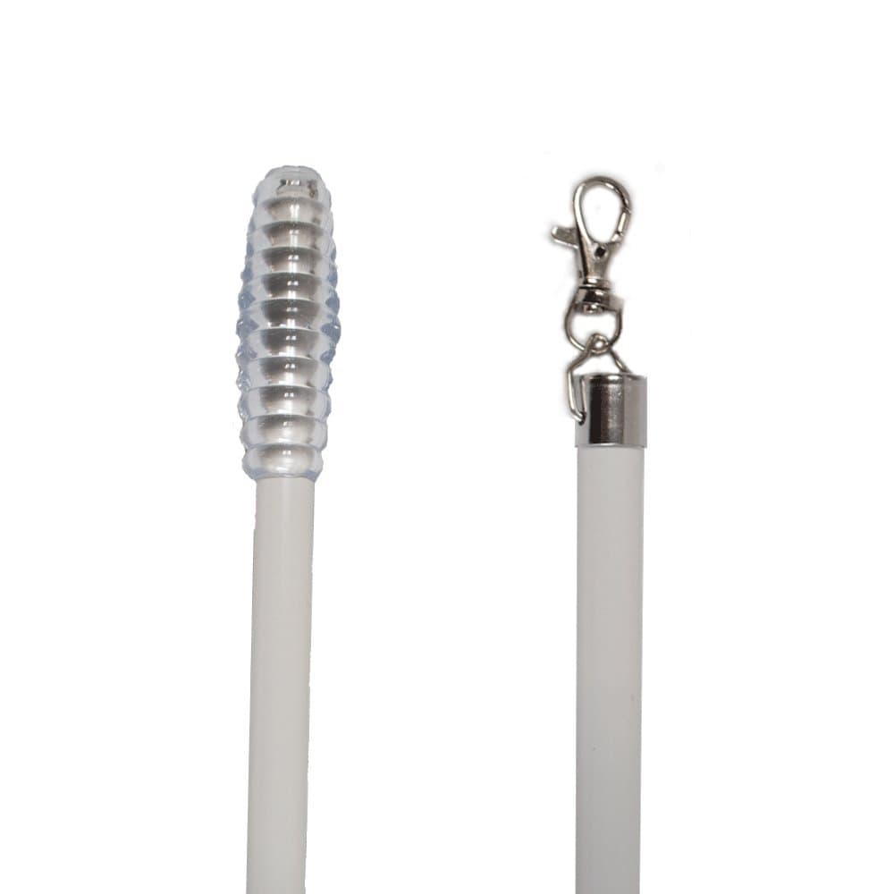 2 Pack - 48" Aluminum Universal Drapery Pull Rod Wand with Metal Snap, 1/2 Inch Wide, White
