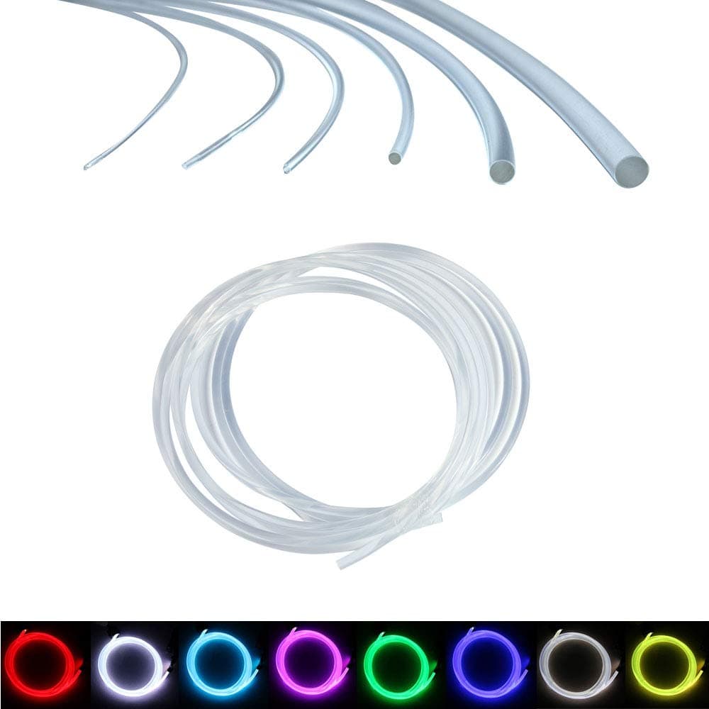 AKEPO Ф0.31in(8mm)*16.4ft(5m) PMMA Plastic Side Glow Cable for Fiber Optic Light Decoration for Car Home Use
