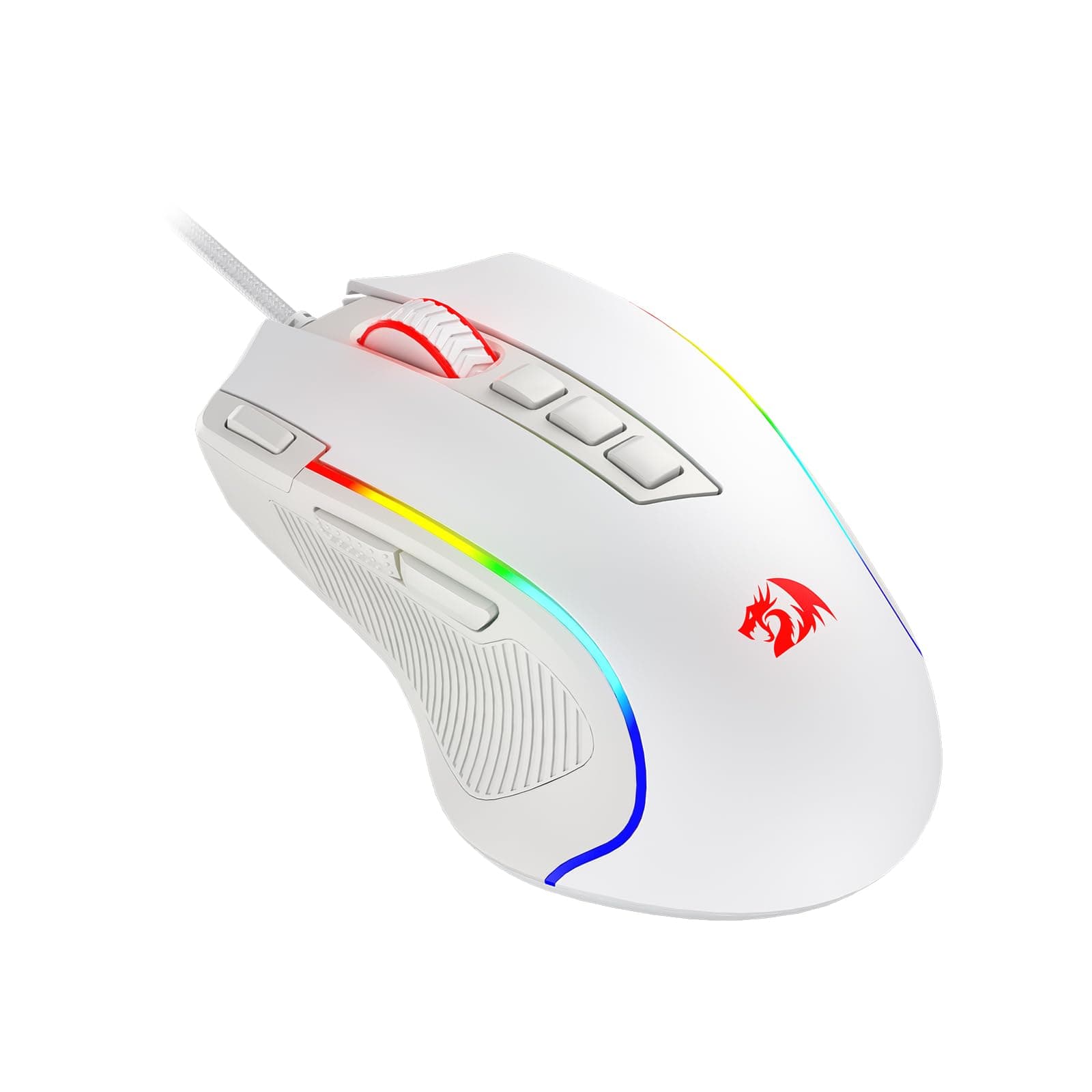 Redragon M612 Predator RGB Gaming Mouse, 8000 DPI Wired Optical Mouse with 11 Programmable Buttons & 5 Backlit Modes, Software Supports DIY Keybinds Rapid Fire Button, White